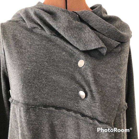 Grey Empire Waist Ruffled Cardigan - Picture 2 of 8